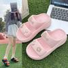 Summer New Solid Color Outdoor Stepping On Shit Sandals Platform Slippers Women's Fashion Double Strip Outer Wear Cool Slippers Are Now Approved