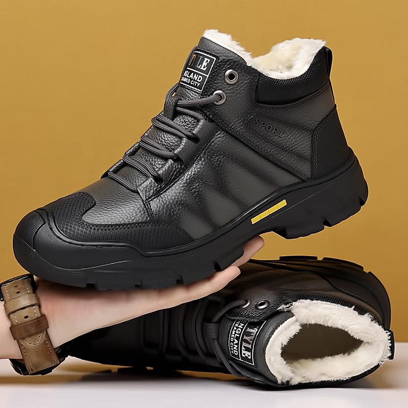 Genuine Leather Winter Waterproof Men Boots Lace Up Oxfords Plush Super Warm Snow Boots Men High Top Sneakers Men Ankle Boots