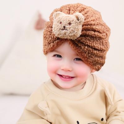 Yousheng Children Hat Cartoon Bear Design Comfortable Elastic Fit Knitting Hat All-Round Thermal Protection Winter Baby Hat