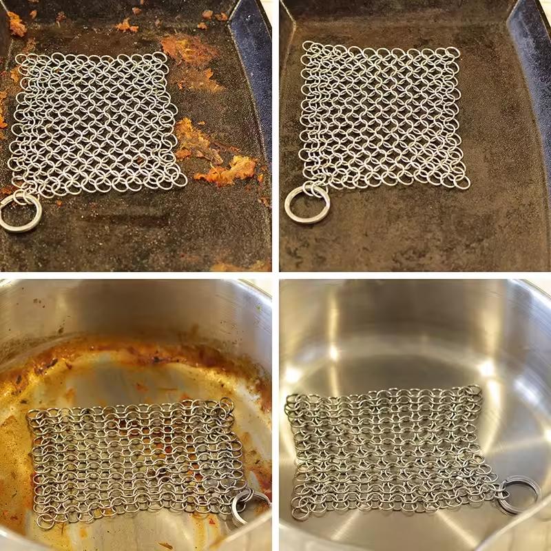 316 Stainless Steel Kitchen Cleaning Ring Stainless Steel Cleaner  Dishwashing Brush Reusable Washing Net Cleaning Tool For Home