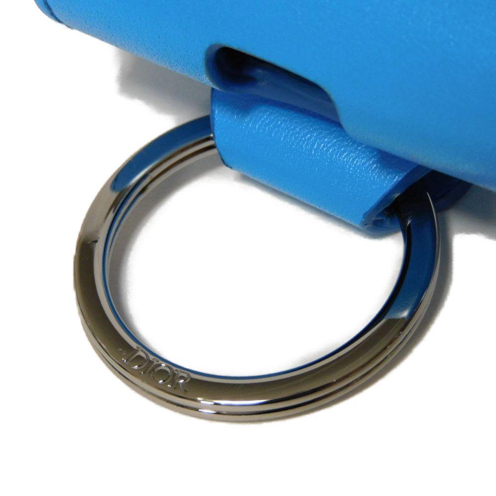 Used Airpods Pro Case 10656 2ADKH271UCL 7950 Flap Magnetic Smooth Calfskin Neck Strap Logo Metal Blue Unisex from Japan