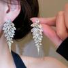 Full Drill Tassel Earrings Round Rice Bead Dangle Earrings Light Luxury Stud Earrings  Bride