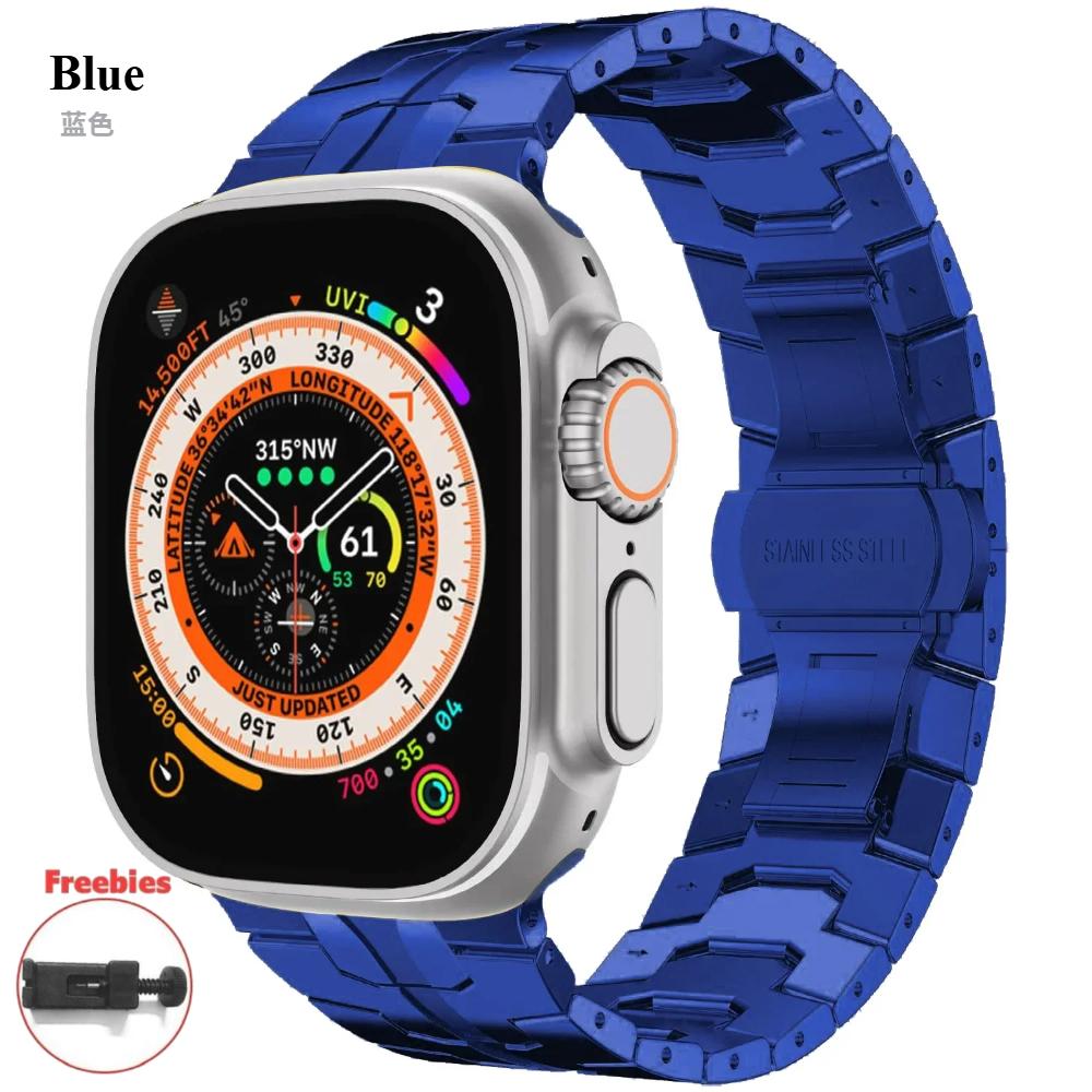 Titanium Color Stainless Steel Strap For Apple Watch Ultra 49mm 10 9 8 7 6 5 4 SE Luxury Metal Wristband Belt iWatch 46/42/45/41/44/40mm Correa