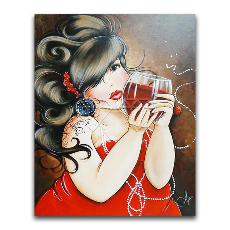 5D DIY Diamond Painting Cartoon Fat Girl Ladies Cute Home Decor Full Round Diamond Embroidery Cross Stitch Diamond Mosaic