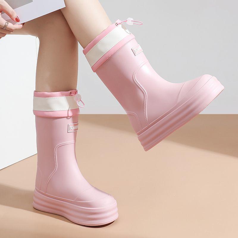 Women Fashionable Rain Boots, New Outer‑Wear Mid‑Calf & Short‑Calf Rubber Rain Shoes, Adult Wear‑Resistant Non‑Slip Waterproof Water Shoes