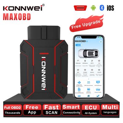 KONNWEI Visos sistemos automobilio OBD diagnostikos įrankis Bluetooth ryšys MAXOBD Akumuliatoriaus testavimas Transporto priemonės stebėjimas Automobilio OBD2 skaitytuvas