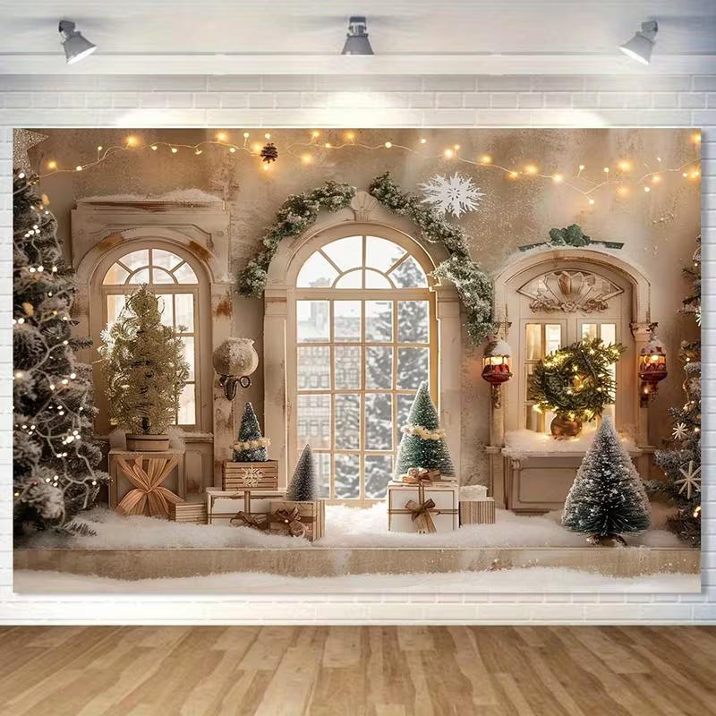 2D Neutral Rustic Christmas Photography Background