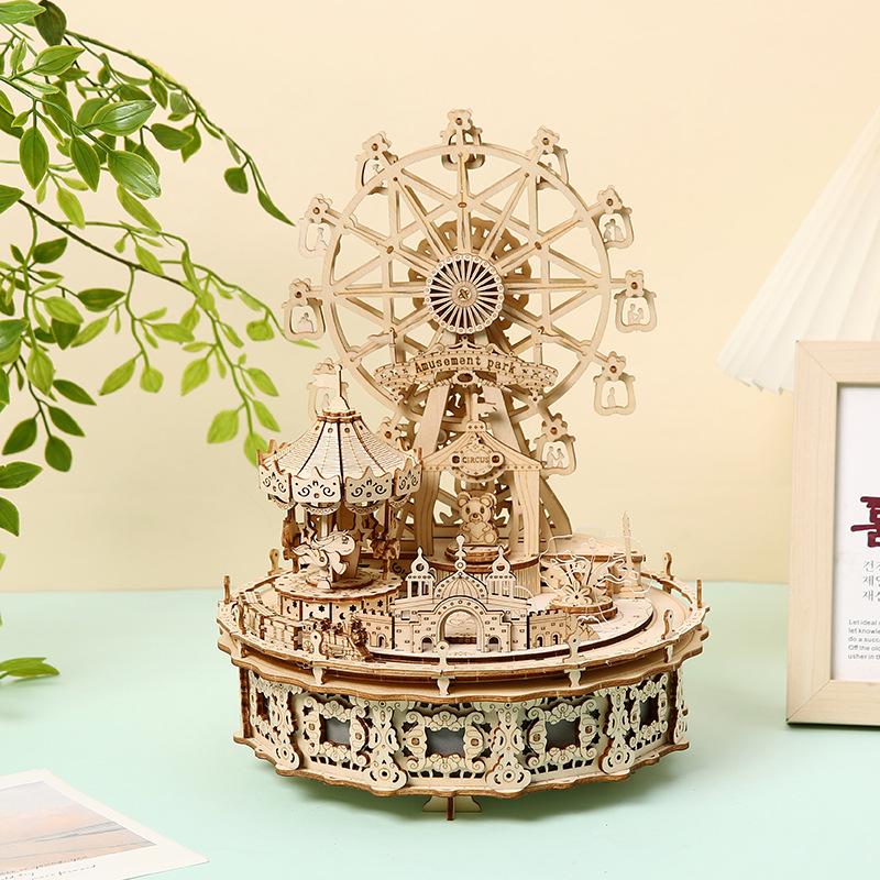 

3D Dream Amusement Park Wooden Jigsaw Puzzle: Children s Educational Toy and Desk Ornament