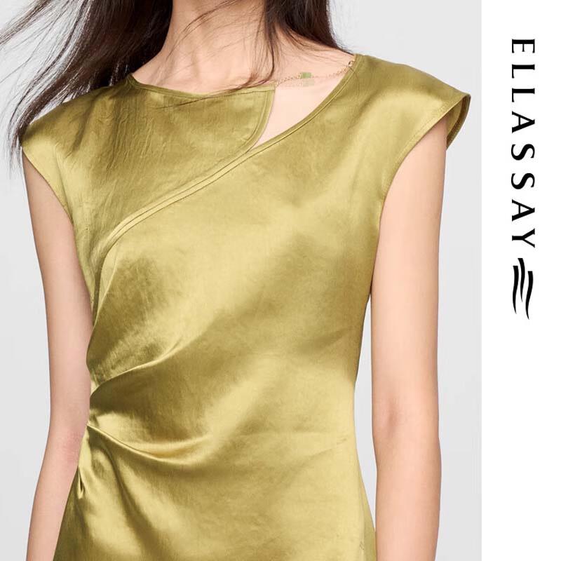 ELLASSAY Elegant Triacetate Waist-Cinching Midi Dress