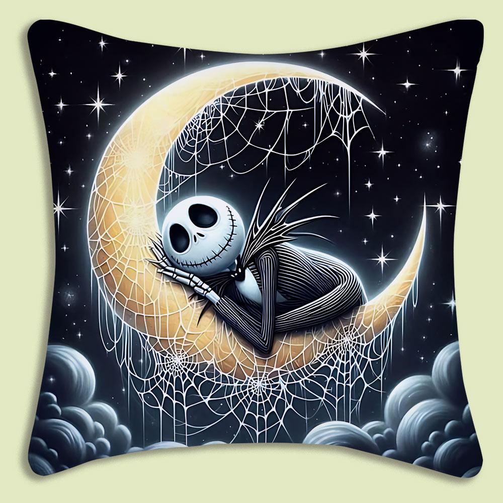 Halloween Skull Jack Sally Pillow Covers Cartoon Sofa Decorative Home Double-Sided Printing Short Plush Cute Cushion Cover
