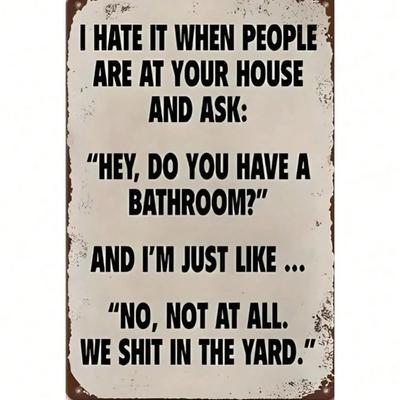 HomeFun Aluminum Bathroom Sign Waterproof Funny Restroom Wall Decor for Home Kitchen Halloween Gift