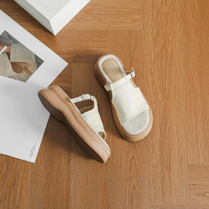 Comfort~ Retro word with casual heightening platform sandals women's summer new flat-bottomed Roman sandals