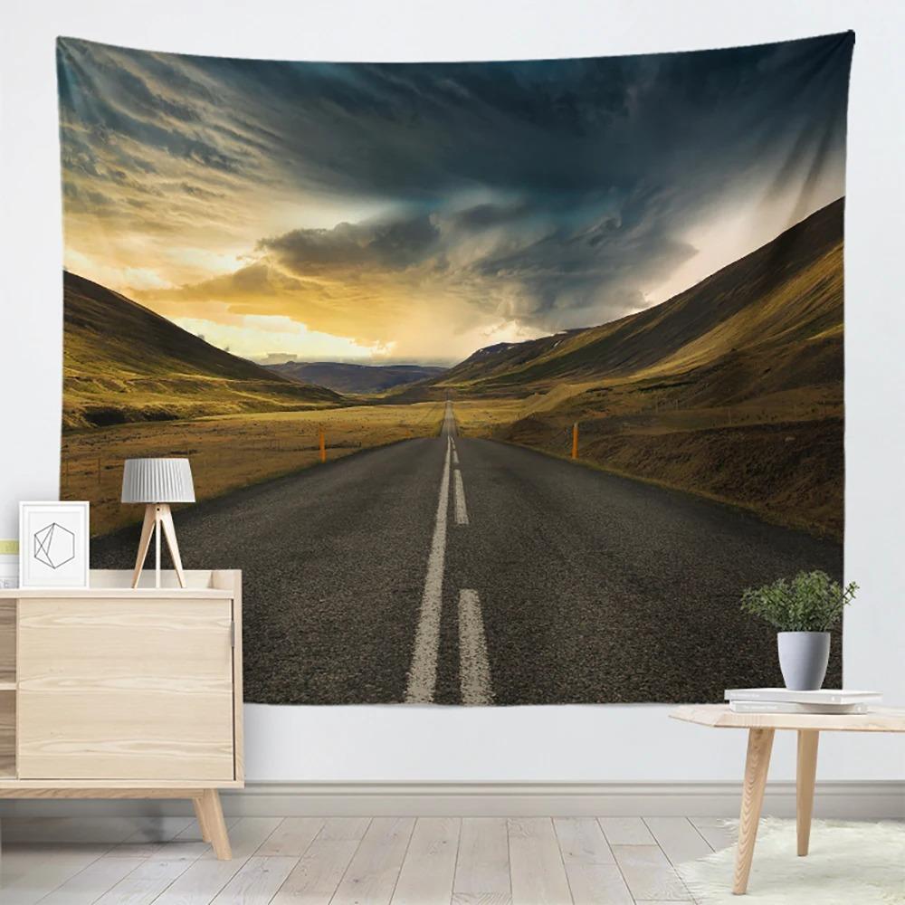 Forrest Highway Landscape Print Pattern Tapestry Home Decor Bedroom Wall Background Cloth Hanging Cloth 230x180 Cm