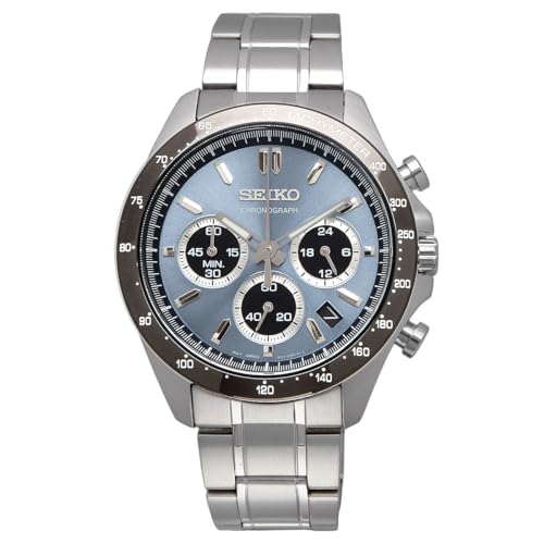 SEIKO 1/5 Sekunde Chronograph Quarz Armbanduhr Herren SBTR027 Blau Grau Metallic Inländisches Originalprodukt