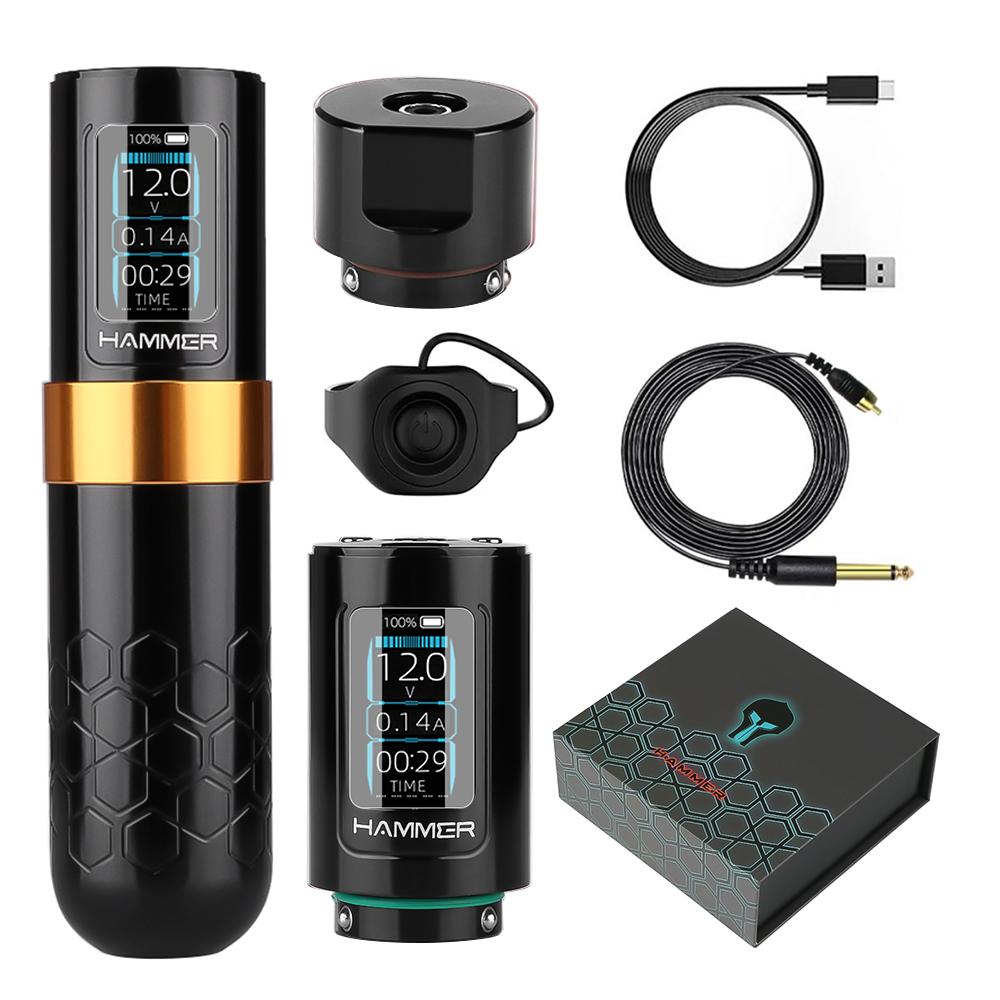 

Беспроводная тату-машинка с вращающейся ручкой, мощный бесщеточный мотор с ходом 4 мм для тату-мастеров, кольцевой переключатель чёрный