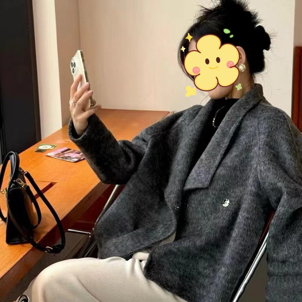 Dubbelsidig Ullrock för Kvinnor, Exklusiv Dubbelsidig Ullrock för Höst och Vinter, Kort Kostymmodell, Liten Rock för Kvinnor