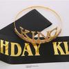Men's Birthday King Crown and Sash Set - Party Hat Headdress for Cake Celebration
