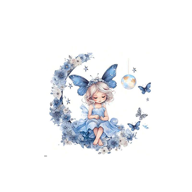 Blue Moon Girl Self-Adhesive Wallpaper Stickers for Children's Room, Living Room, Bedroom Decoration