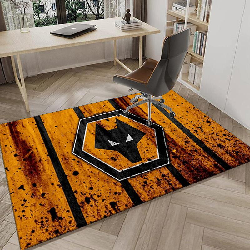 Wolves Football Club Emblem Printed Area Rug for Office, Chair Rug, Decorative Carpet Floor Mat, Large Size Fan Gifts Christmas Gifts