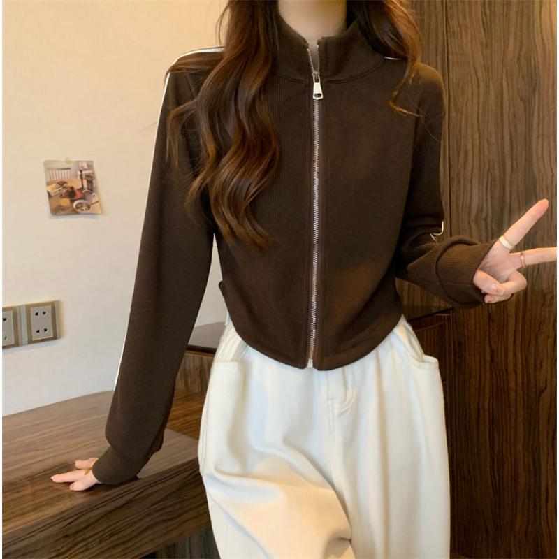 Neuer kurzer Hoodie Damen Hot Girl Strickjacke Jacke Slim Design Langarm-Oberteil