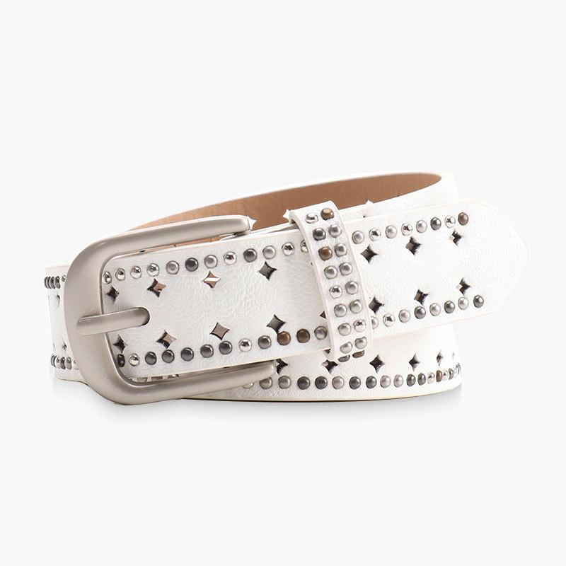 Fashion Solid Color Rivet Decoration Women Casual Wide Belt For Daily Use