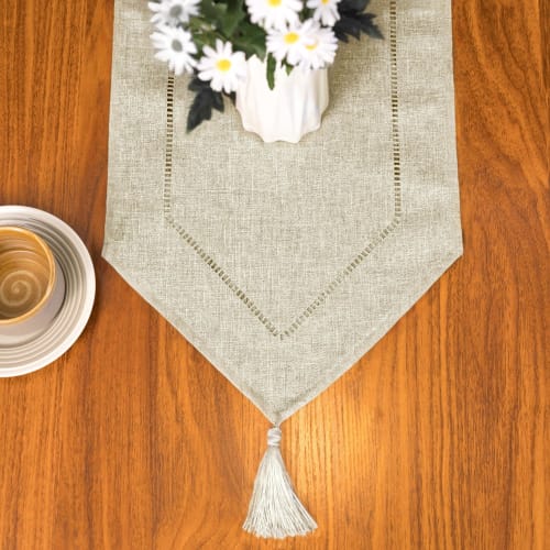 Aomiryo Table Runner, Stylish Nordic Lace Border, Washable, Table Centercloth, Dining Table Decoration, 150 X 31cm, Creme
