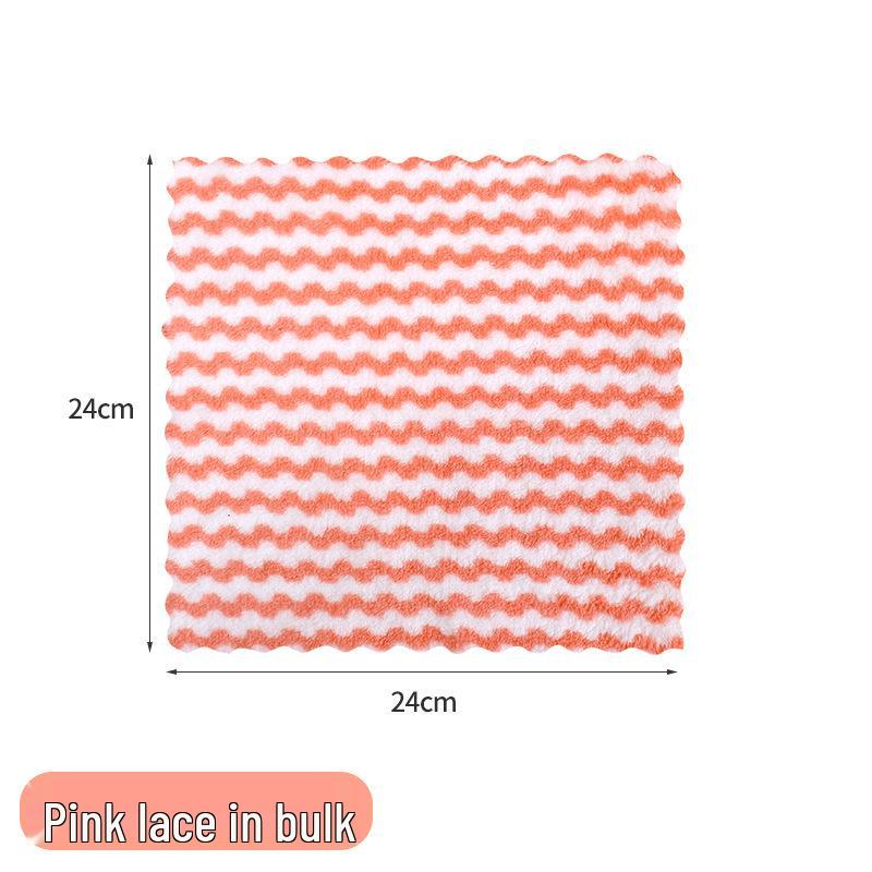 Wave Pattern Coral Fleece Kitchen Dishcloth - Absorbent, Thickened Cleaning & Scouring Pad.