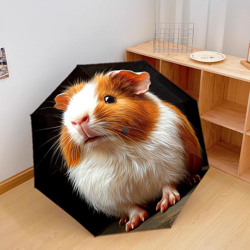 1 PC Automatic Folding Umbrella - Cute Guinea Pig Pattern, Portable & Foldable Design with 8 Ribs, Christmas Birthday Gifts