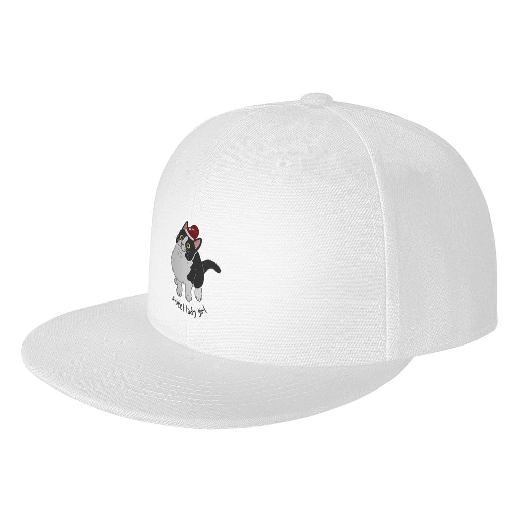 Fashion Sweet Lady Girl Christmas Santa Cat Meowy Catmas Flat Brim Sun Hat Daily Outfits Summer Hat
