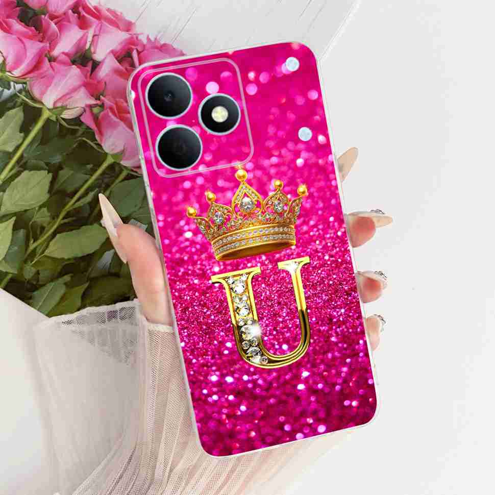 For Realme Note 80 4G RMX5388 Case New Letter Crown A-Z TPU Back Cover For Realme Note80 NOTE 80 4G Phone Protection Cases