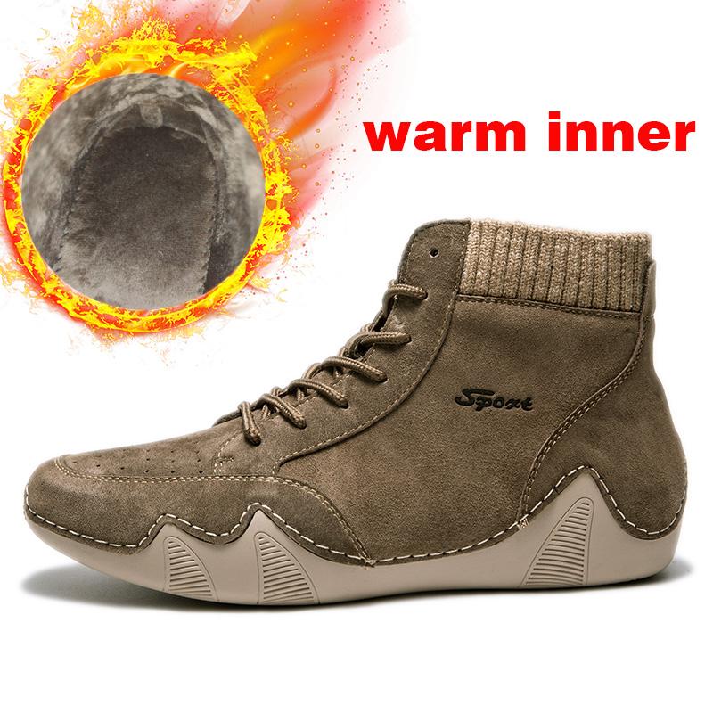 Men's Suede Boots Lace Up Design Men Casual Boots Autumn Winter Ankle Boot Shoes Pig Suede Men Shoes Big Size 38-47