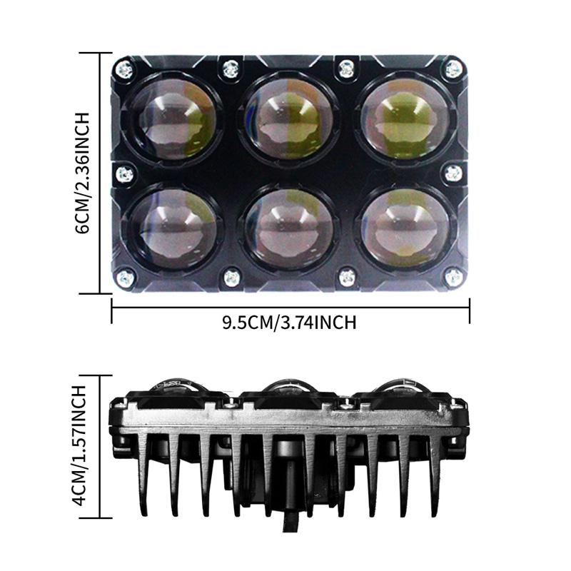 1/2pcs 6 LED Motorcycle Fog Lights Dual Color Waterproof Driving Spotlights Auxiliary Work Lamp for Motorbike Offroad Truck