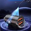 200W Metal Alloy Mini Car Charger Car USB Charger Super Fast Charging Dual Ports USB-A USB-C Hidden Phone Car Charger Adapter