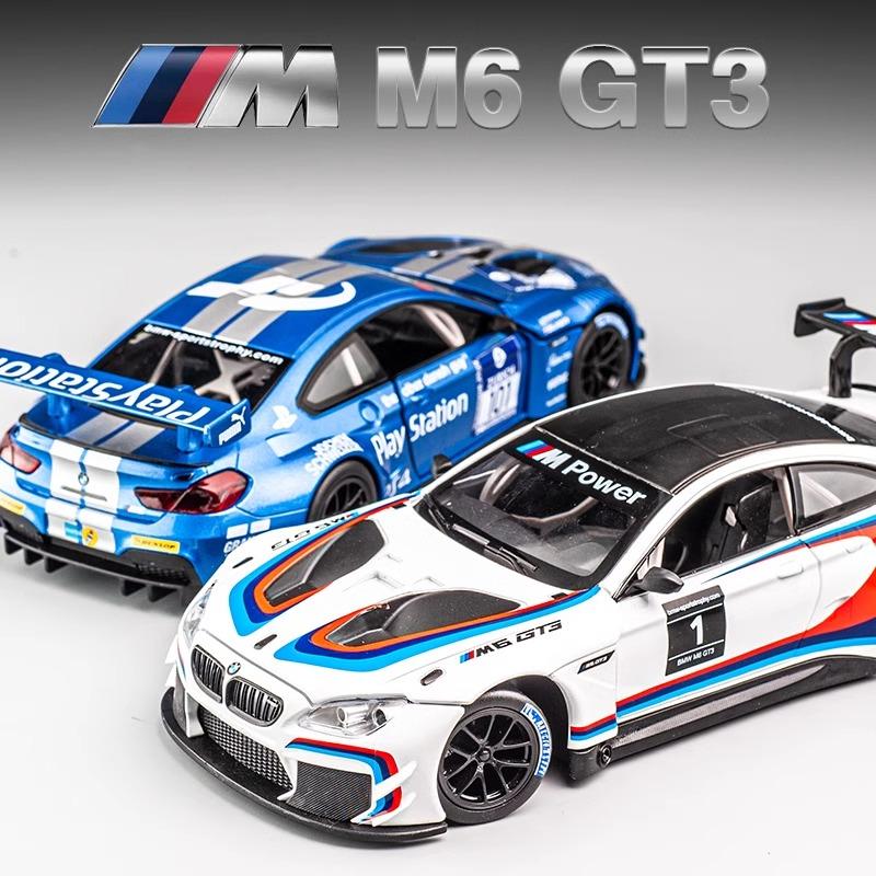 1:24 BMW M6 GT3 Super Racing Alloy Diecat Metal Sound & Light Model Car Collectible Trendy Ornaments Exquisite Gift For Children