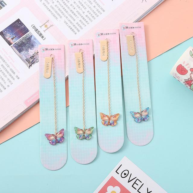 Flowers Butterfly Metal Bookmark School Supplies Book Page Accessories For Girls Kawaii Stationery Book Mark Separador De Libro
