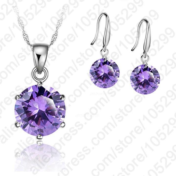 

New Fashion Crystal Jewelry Set Cubic Zirconia CZ Pendant Necklace 925 Sterling Silver Jewelry Set Gift For Women Lovers