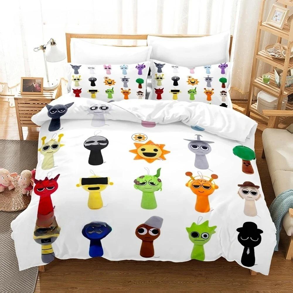 

Комплект постельного белья Sprunki Односпальный Полуторный Двуспальный Кингсайз Комплект для кровати Взрослый Мальчики Спальня Комплекты пододеяльников Sprunki Аниме EU single(135x200cm)