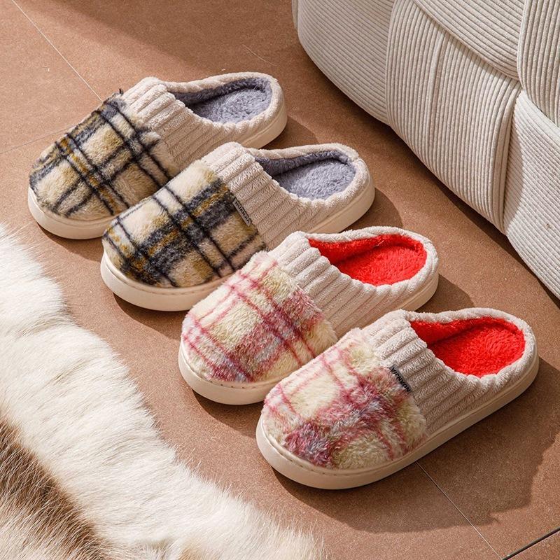 Autumn and winter couple thick-soled non-slip cotton slippers women and men's new indoor home heating plush home shoes