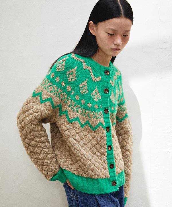 Greenbutter Waffle Nordic Cardigan (Beige)