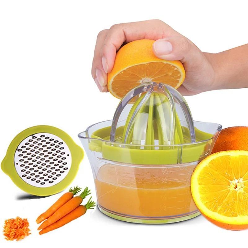 4-in-1 Citrus Lemon Orange Juicer Manual Hand Squeezer with Built-in Measuring Cup and Grater