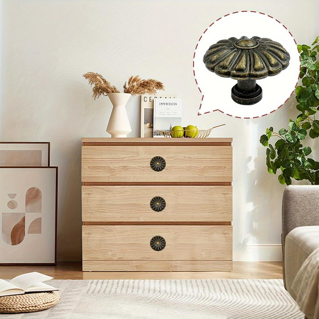 10 Pcs Antique Bronze Drawer Knobs Vintage Chic Drawer Pull Knobs Wardrobe Furniture Drawer Pulls  Deluxe Hardware Kitchen Cabinet Pulls with Screws