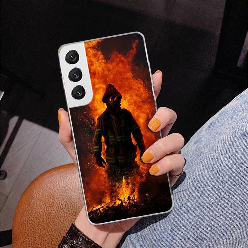 Firemen Hero Flame Phnoe Case for Samsung Galaxy S26 S25 Edge S23 S24 Ultra S22 Plus S21 S20 FE Unique Cover Soft Coque Galaxy S