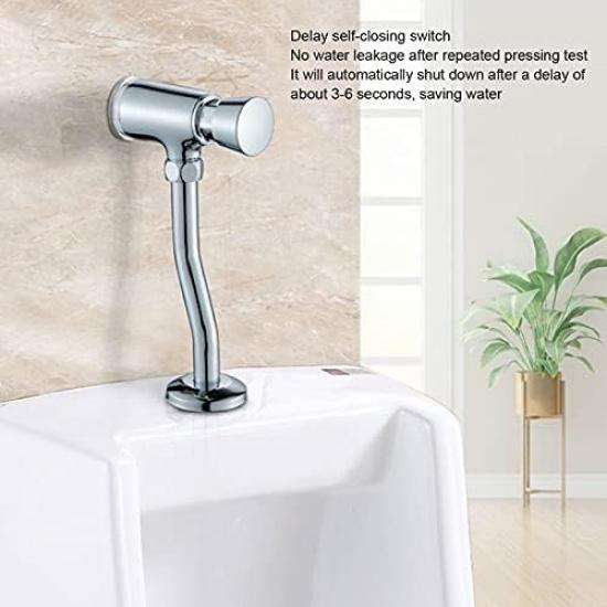 Urinal Flush Valve, G1/2 Water Saving Manual Flush Valve Copper Urinal Flush Valve Set Wall Mounted Hand Press Flushing Urinal Flushing Tool for
