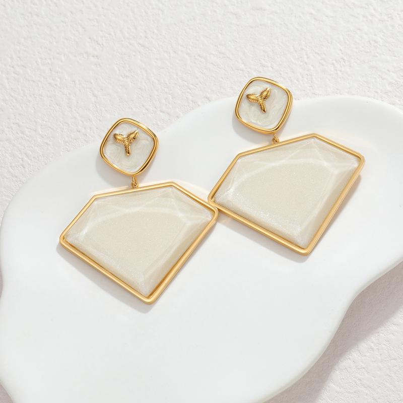 

18K Gold High-End Geometric Stainless Steel Earrings - Autumn/Winter Fashion Luxury