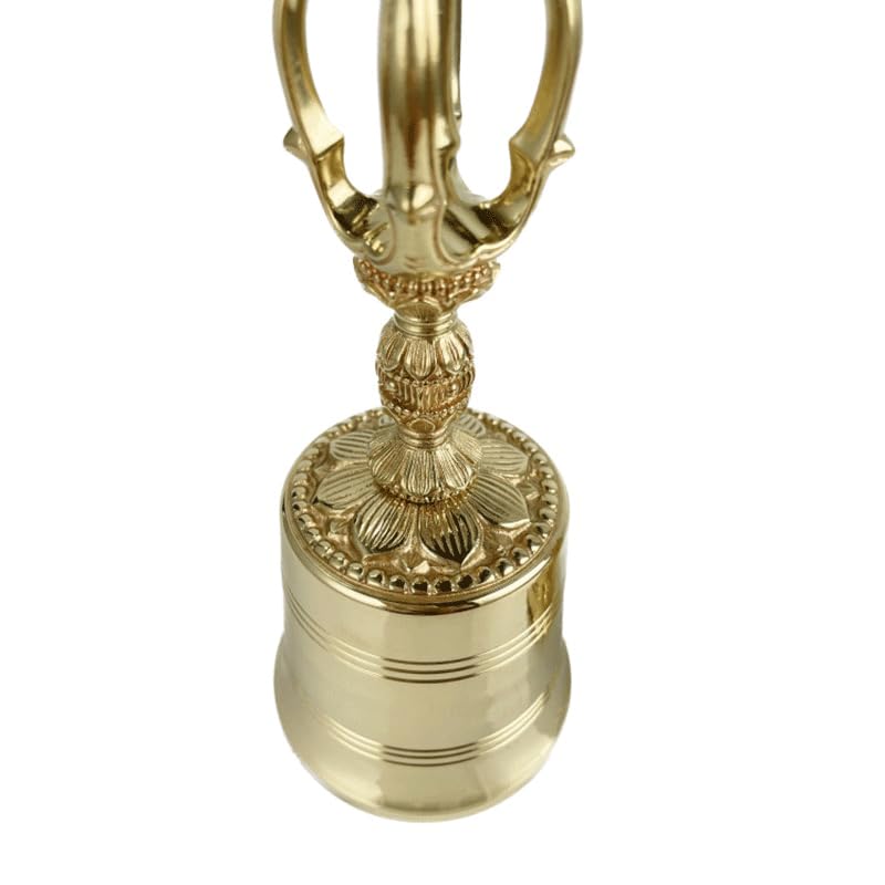 Brass Vajra Bell (Five-pronged bell), a Buddhist ritual implement used in Esoteric Buddhism, a temple Buddhist implement (medium size: Height 16.5cm x