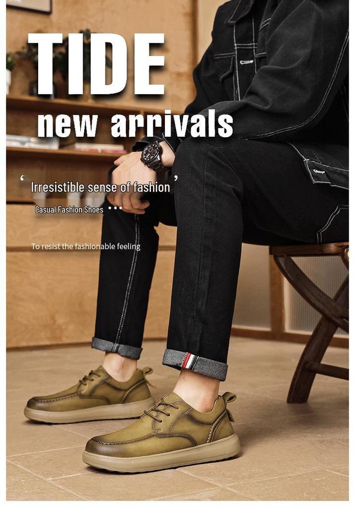 Men's 2025 Slip-On Leather Casual Shoes - Top Layer Cowhide, Perfect for Spring, Summer & Autumn Driving