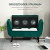 Upholstered Bench with Storage, Armrests, Velvet-Like Polyester, Rubberwood, 107 x 42 x 65 cm, Green