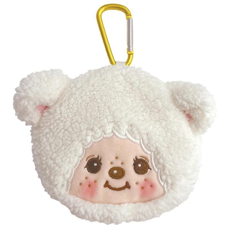 Monchhichi Round Small Hanging Bag With Zipper Cute Wallet Storage Mini Monchhichi Backpack Charm Cute Plush Monchichi Gifts