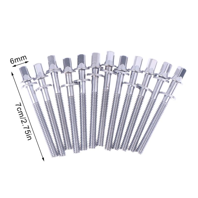 

12 шт. Стержни натяжения барабана Болты лагов барабана Прочный винт для барабана 5/6 мм с шайбами Винты лагов барабана Винты для барабана для ремонта джазовых барабанов