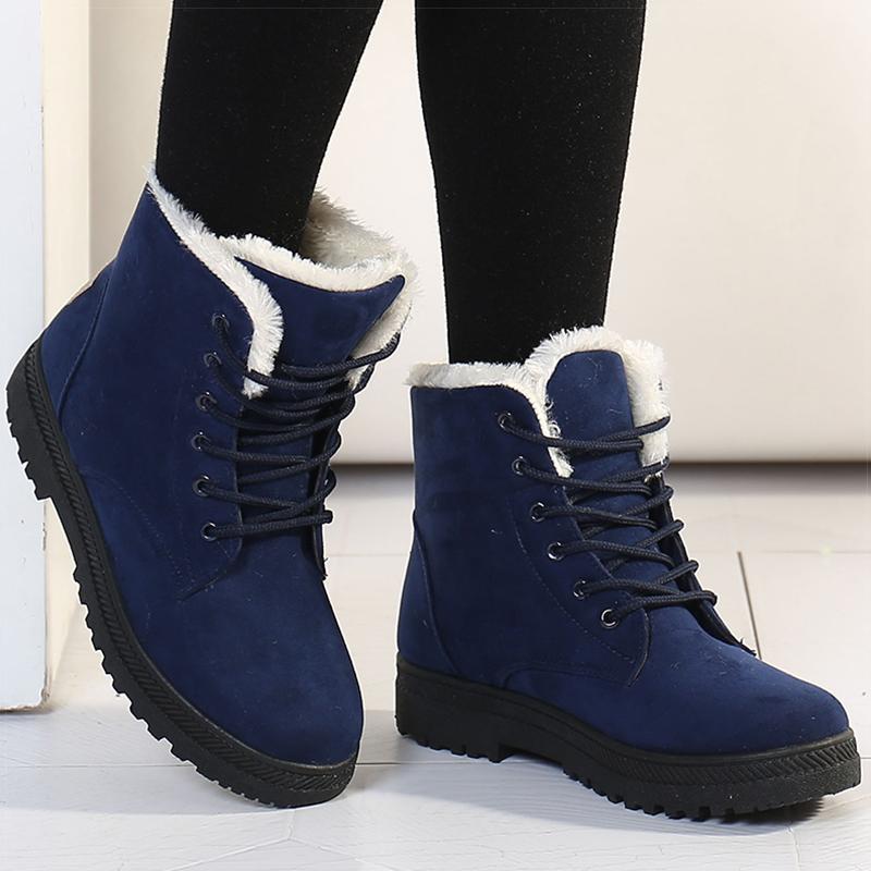 Women's Winter Boots Low Heels Women Boots with Fur Warm Winter Shoes Women Snow Boots Ankle Botas Mujer Winter Footwear Female